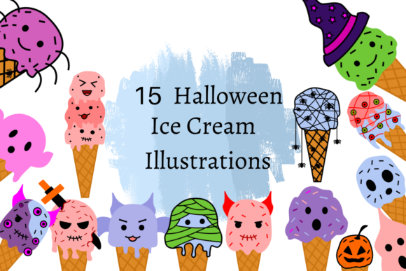 15 Halloween Ice Cream Illustrations & Graphics