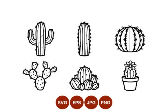 Black and White Cactus Vector Art: Graphics and Illustrations