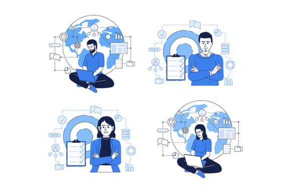 Business Online Flat Illustrations: Graphics for Content