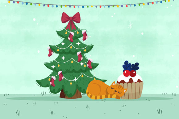 Christmas Cat Illustrations: Cute Vector Graphics for Brand Design