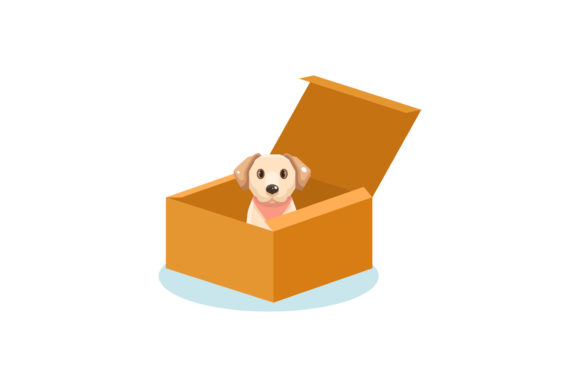 Dog Box Illustrations Vector Cute Simple Graphics Review