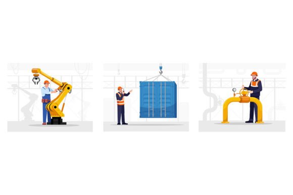 Engineer SVG Flat Vector Illustrations: Graphics for Designers
