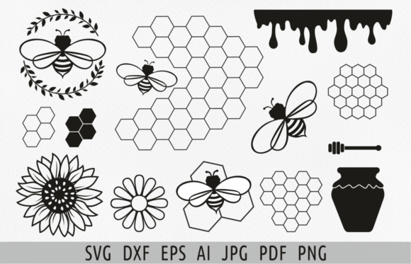 Honey Bee SVG Honeycomb Graphics and Illustrations