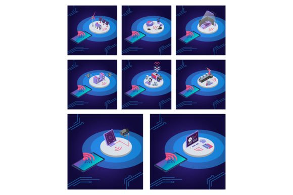 IOT Isometric Color Svg Graphics & Illustrations