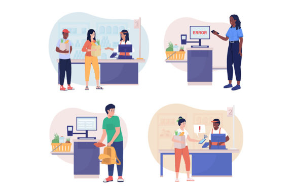 Life Situations 2D Vector Illustrations Review for Publishers