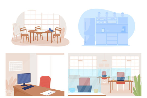 Office Post Covid Vector Illustrations for Graphics