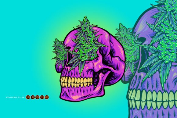 Scary Head Skull with Kush Graphics & Illustrations