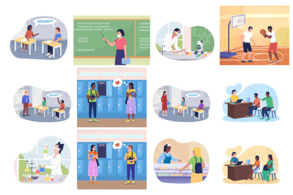 School 2D Vector Isolated Illustrations & Graphics
