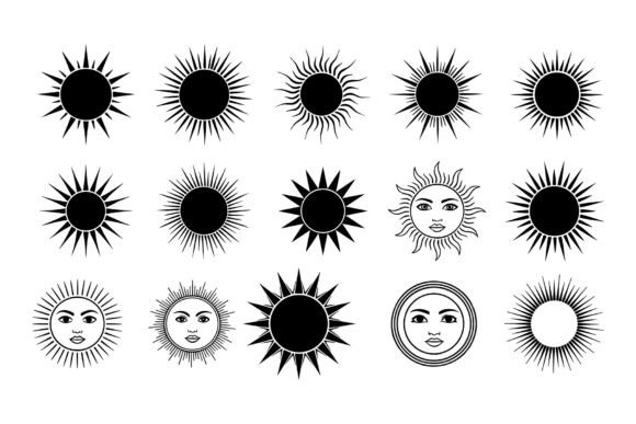 Sun Face Rays SVG Bundle: Bold Graphics & Illustrations