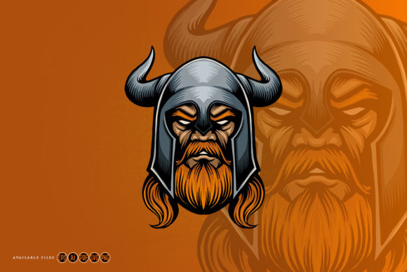 Viking Warrior Helmet Illustrations: Graphics for Digital Products