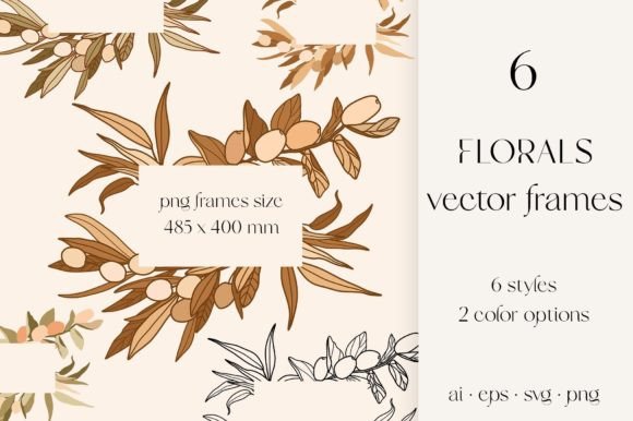 Vintage Olive Frame Vector Illustrations for Brand Graphics